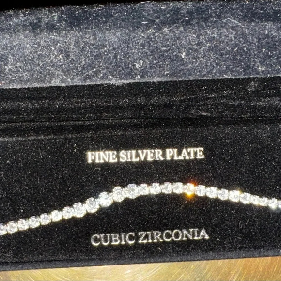 Danecraft Fine Silver Plate Cubic Zirconia Tennis Bracelet - Picture 1 of 16